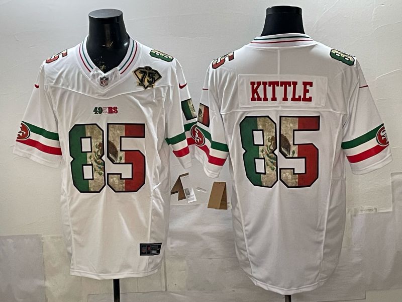 Men 2026 San Francisco 49ers #85 Kittle White three generations Nike Limited NFL Jersey style 001